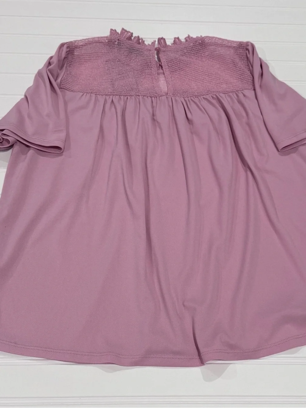 Adrianna Papell Dusty Pink Knit Top with Ruffle Neck Women’s Medium - Picture 4 of 6